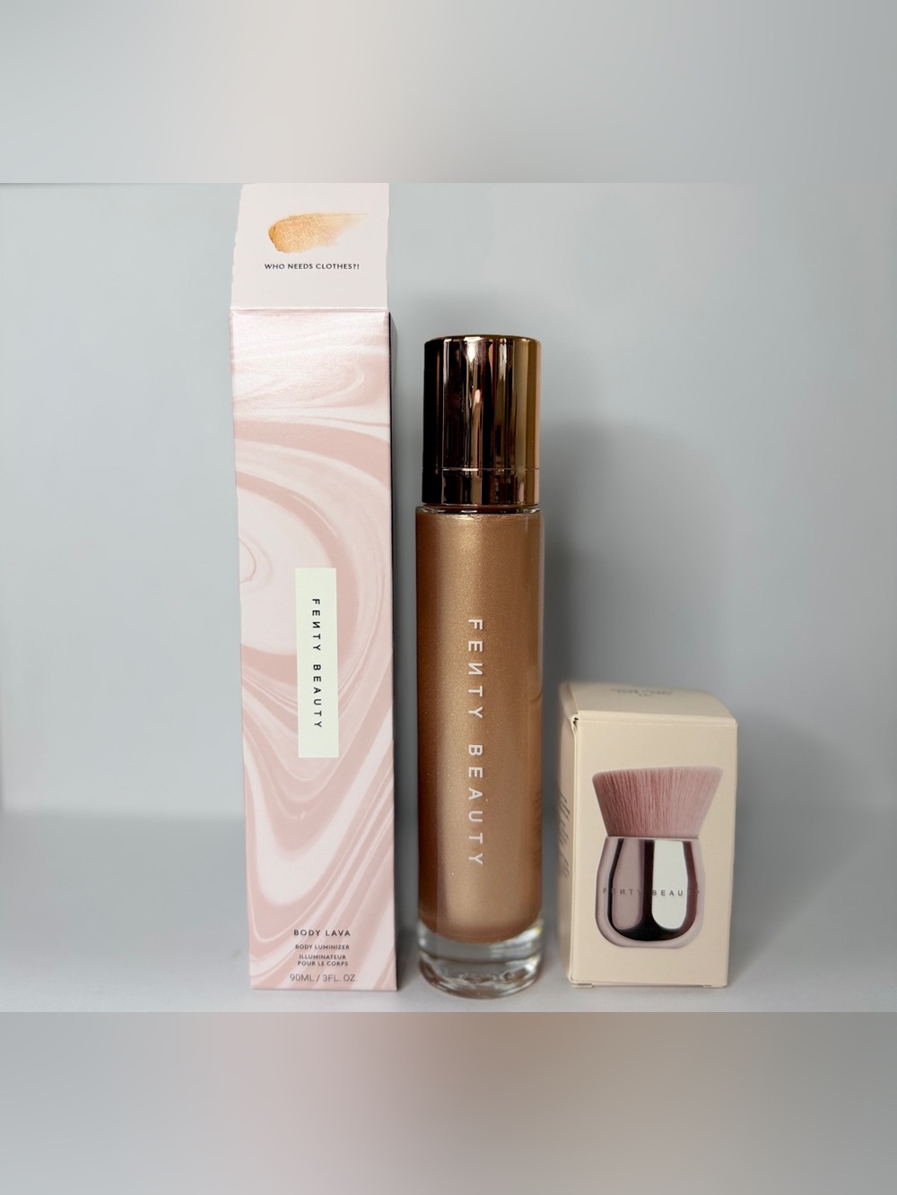 Fenty Beauty Body Lava Body Luminizer + Kabuki Brush Bundle ✨ - Picture 2 of 3